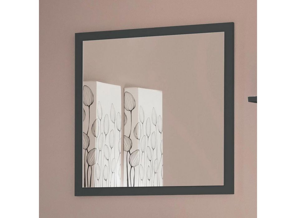 Specchio a Parete Quadrato con Cornice Bianca o Antracite - Emanuelito Viadurini