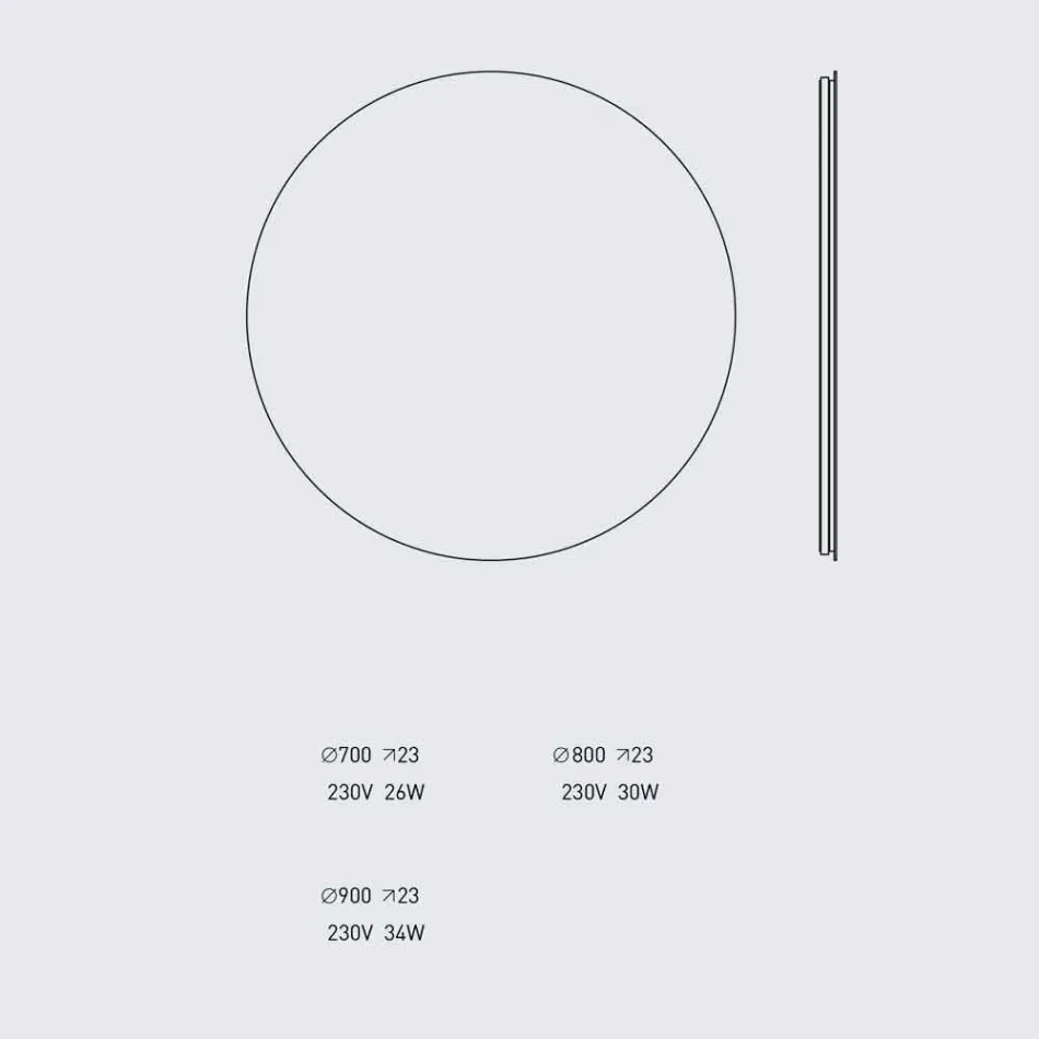 Specchio a Parete Rotondo Retroilluminato con LED Made in Italy - Ronda Viadurini