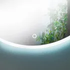 Specchio a Parete Tondo con Bordo Sabbiato e Retroilluminazione LED - Bottone Viadurini