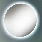 Specchio a Parete Tondo con Bordo Sabbiato e Retroilluminazione LED - Bottone Viadurini