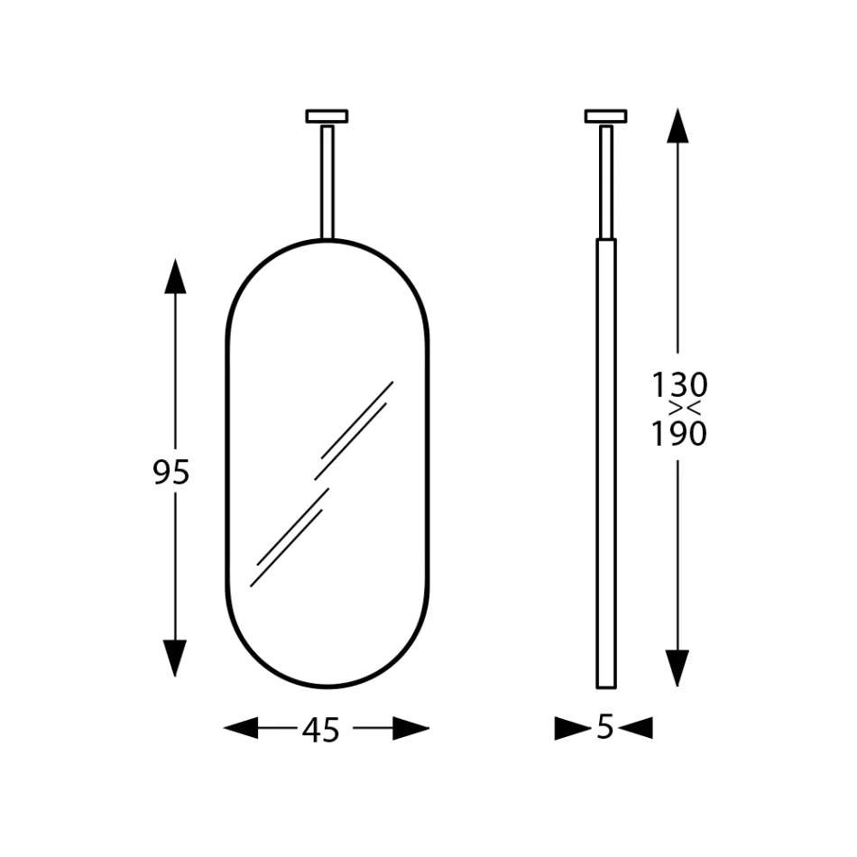 Specchio Appeso in Metallo con Luce Opzionale Made in Italy - Amadeus Viadurini