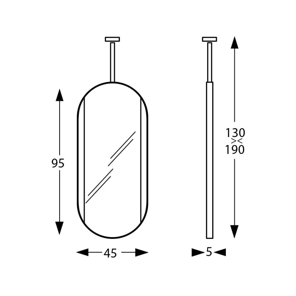 Specchio Appeso in Metallo con Luce Opzionale Made in Italy - Amadeus Viadurini
