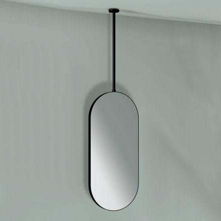 Specchio Appeso in Metallo con Luce Opzionale Made in Italy - Amadeus Viadurini
