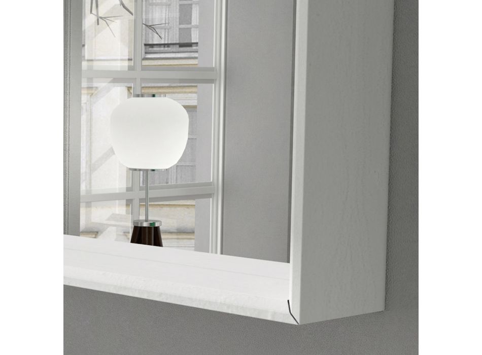 Specchio Bagno a Muro con Luce LED e Cornice in Legno Made in Italy - Geppio Viadurini
