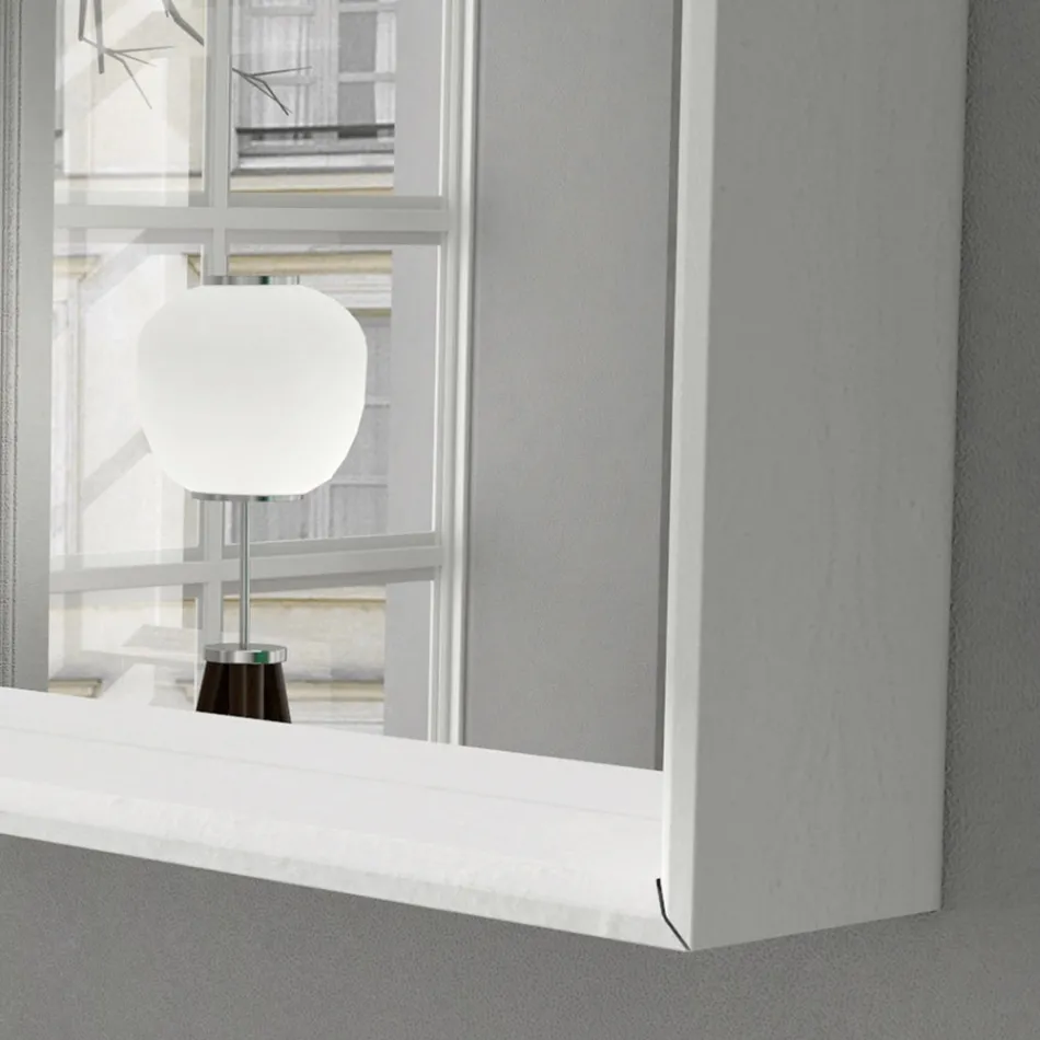 Specchio Bagno a Muro con Luce LED e Cornice in Legno Made in Italy - Geppio Viadurini