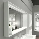 Specchio Bagno a Muro con Luce LED e Cornice in Legno Made in Italy - Geppio Viadurini