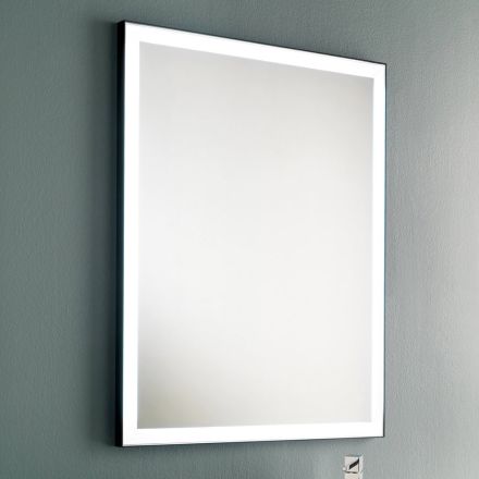 Specchio Bagno a Parete con Cornice in Metallo Nero e LED Made in Italy - Chebeo Viadurini