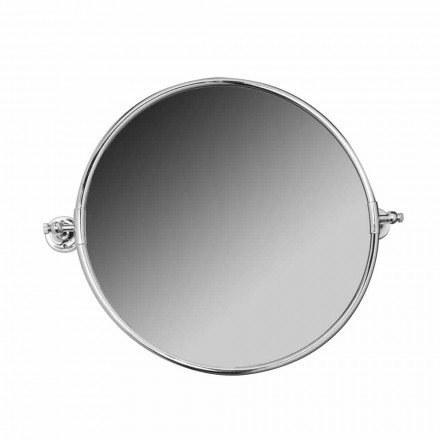 Specchio Bagno da Parete con Cornice in Ottone Cromato - Rondello Viadurini
