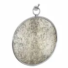 Specchio Bagno da Parete Tondo in Ottome Cromato con Retro Invecchiato - Giugno Viadurini