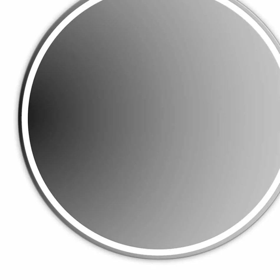 Specchio Bagno Rotondo Retroilluminato con Sabbiatura Made in Italy - Ranio Viadurini