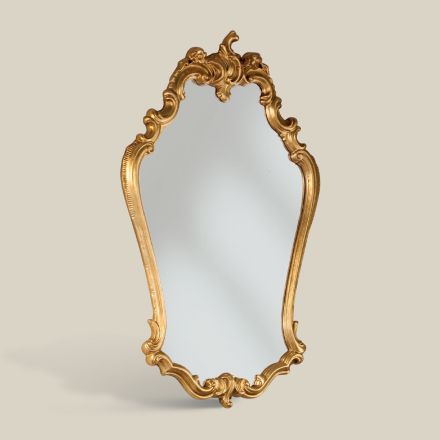Specchio Barocco Sagomato con Cornice Foglia Oro Made in Italy - Prezioso Viadurini