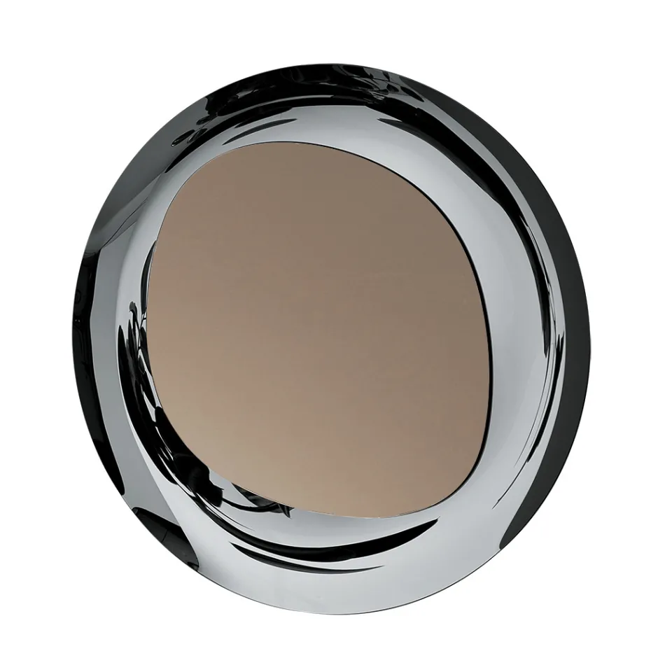 Specchio Bronzo con Cornice in Vetro Fuso Fumè Made in Italy - Anselma Viadurini