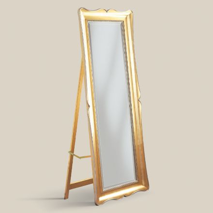 Specchio Classico da Terra in Legno Foglia Oro Made in Italy - Florence Viadurini