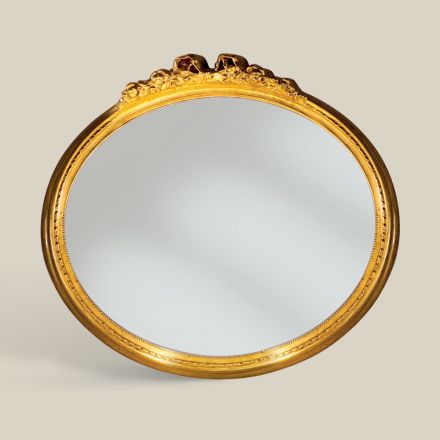 Specchio Classico Ovale con Cornice Foglia Oro Made in Italy - Prezioso Viadurini
