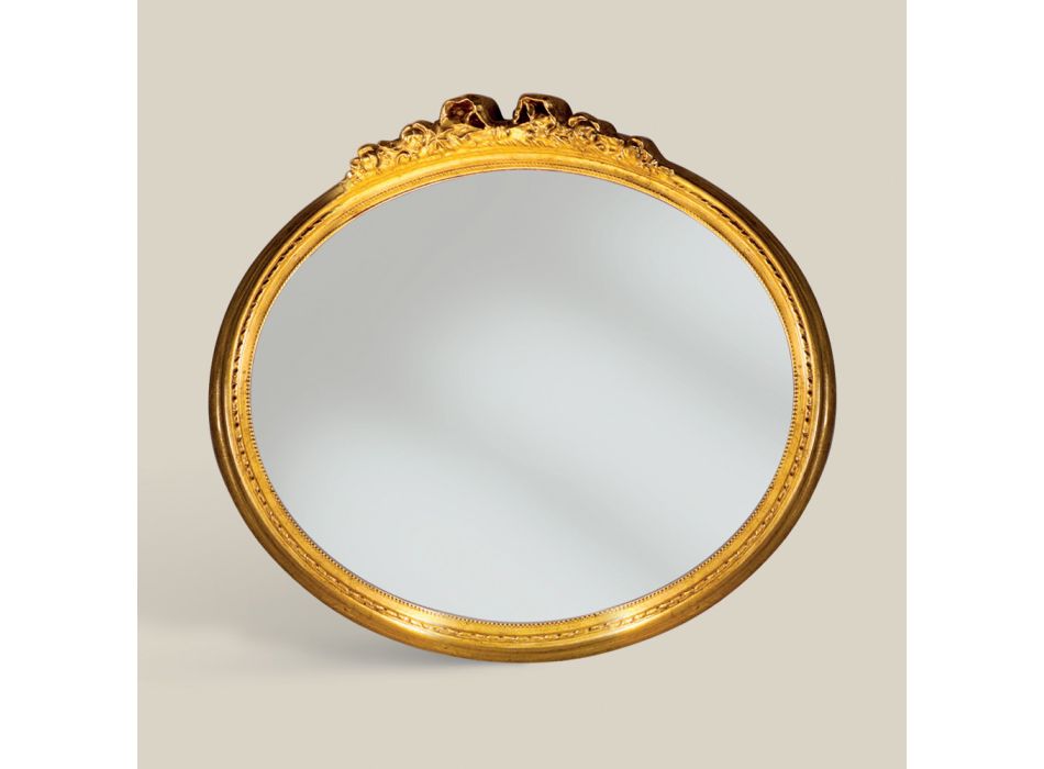 Specchio Classico Ovale con Cornice Foglia Oro Made in Italy - Prezioso Viadurini