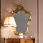 Specchio Classico Sagomato con Cornice Foglia Oro Made in Italy - Prezioso Viadurini