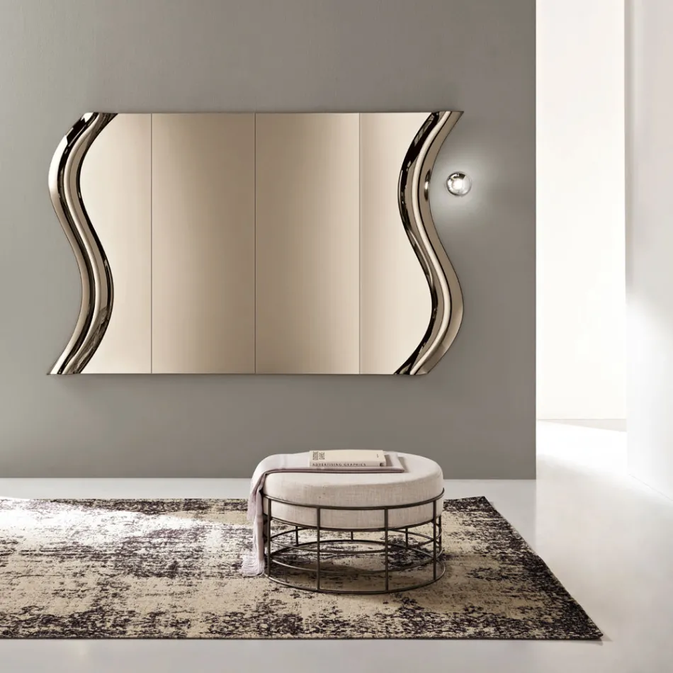 Specchio Color Bronzo in Vetro Fuso con Inserto Centrale Made in Italy - Sorya Viadurini