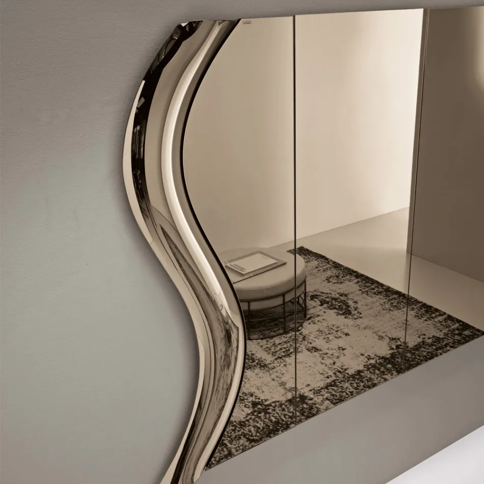 Specchio Color Bronzo in Vetro Fuso con Inserto Centrale Made in Italy - Sorya Viadurini