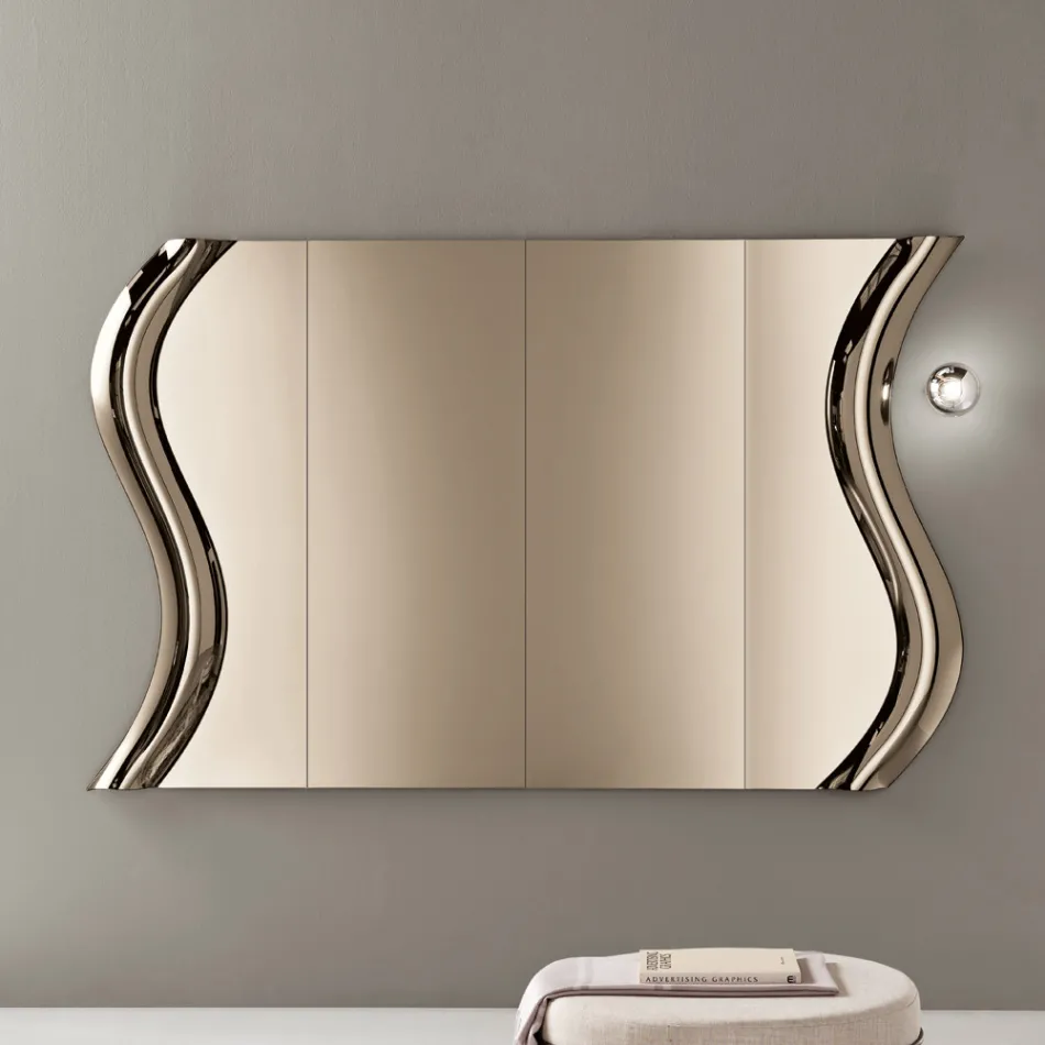Specchio Color Bronzo in Vetro Fuso con Inserto Centrale Made in Italy - Sorya Viadurini