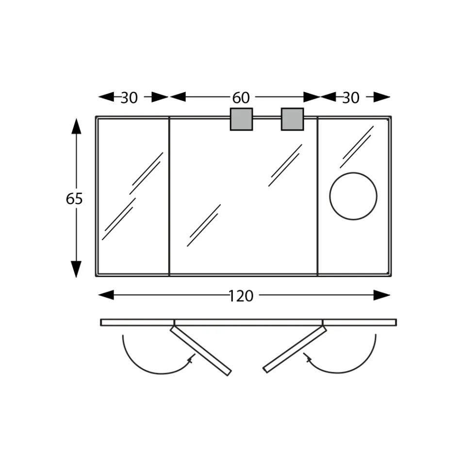 Specchio con 2 Lati Mobili e Specchio Ingranditore Made in Italy - Nelson Viadurini