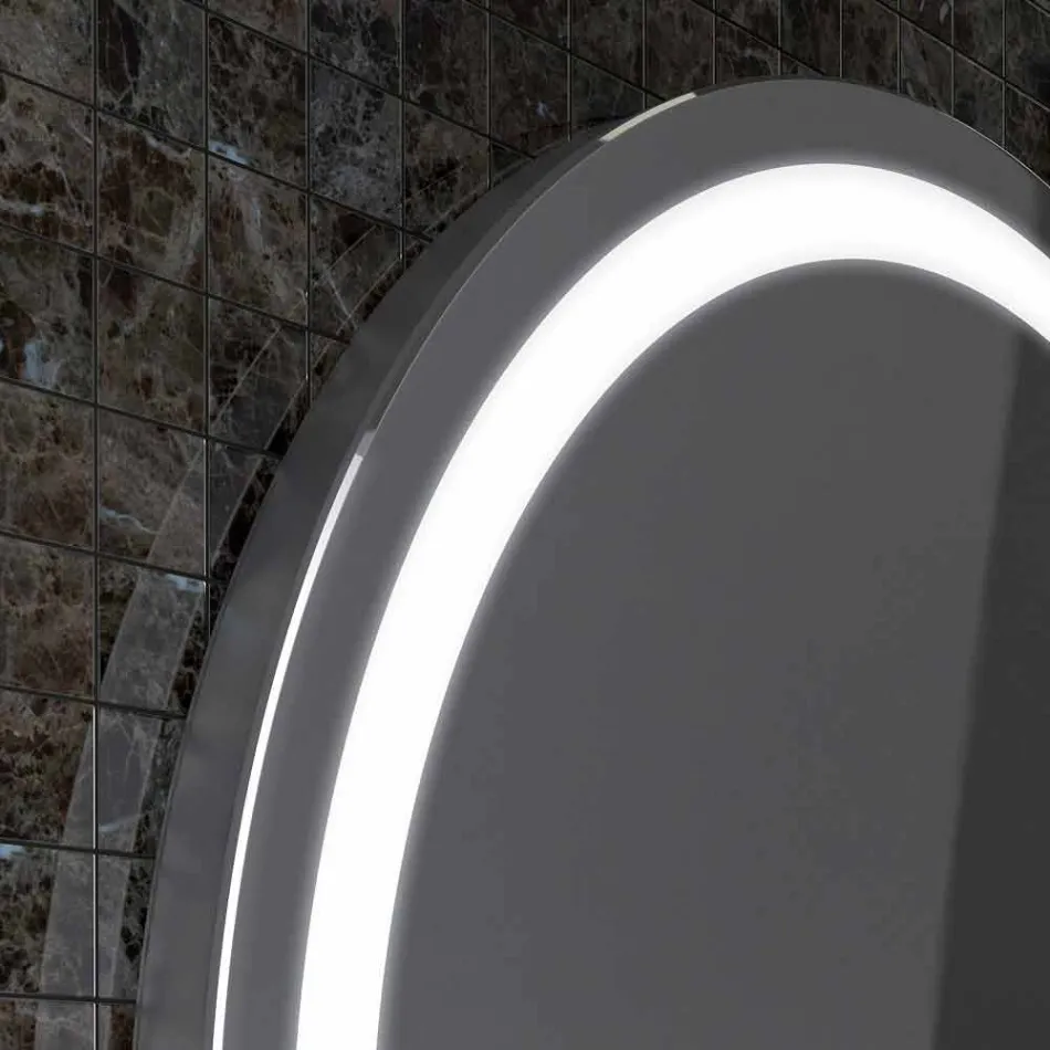 Specchio con bordi acciaio inox e luci LED design moderno Charly   Viadurini