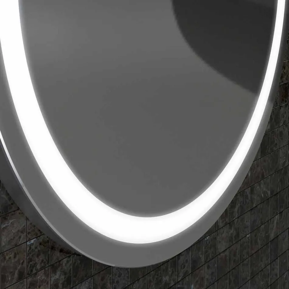 Specchio con bordi acciaio inox e luci LED design moderno Charly   Viadurini