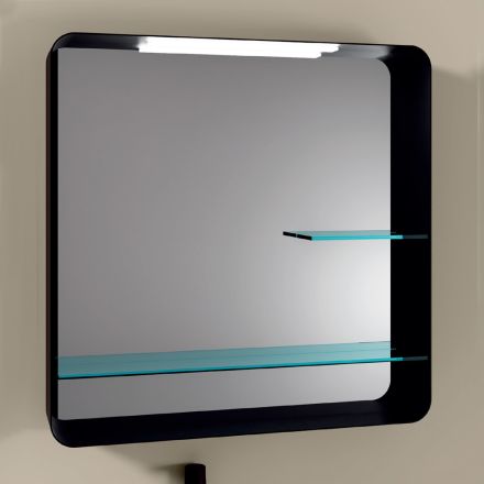 Specchio con Cornice in Metallo e 2 Mensole in Vetro Made in Italy - William Viadurini