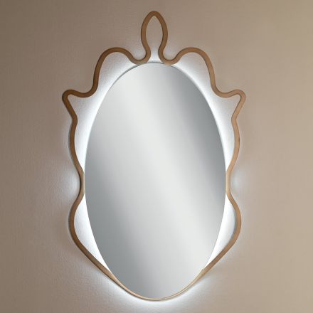 Specchio con Cornice in Metallo e LED Integrati Made in Italy - Leonardo Viadurini