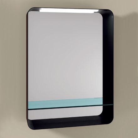 Specchio con Cornice in Metallo e Mensola in Vetro Made in Italy - Frida Viadurini