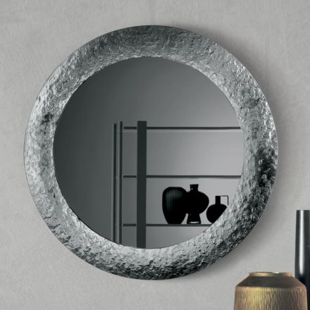 Specchio con Cornice in Vetro Martellato Retroargentato Made in italy - Basilia Viadurini