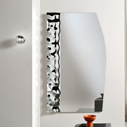Specchio con Inserto in Vetro Mosso in Tre Misure Made in Italy - Velis Viadurini