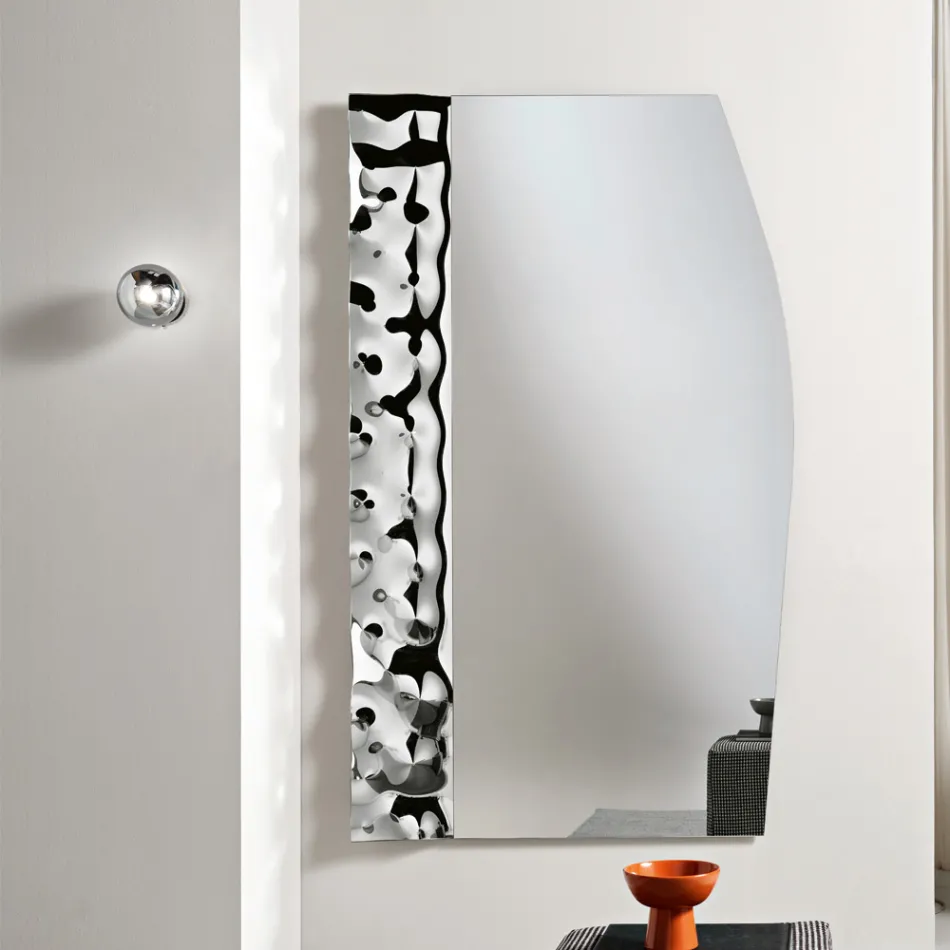 Specchio con Inserto in Vetro Mosso in Tre Misure Made in Italy - Velis Viadurini