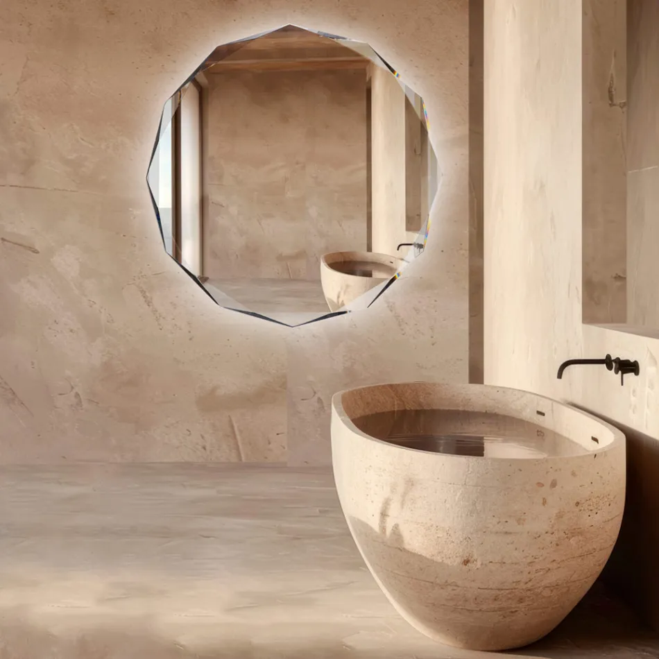 Specchio con Lavorazione Diamante e Perimetro Bisellato - Excelsior Viadurini