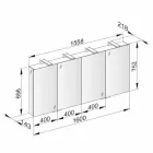 Specchio Contenitore a 4 Ante in Cristallo con 12 Ripiani e 4 Luci LED - Maxi Viadurini