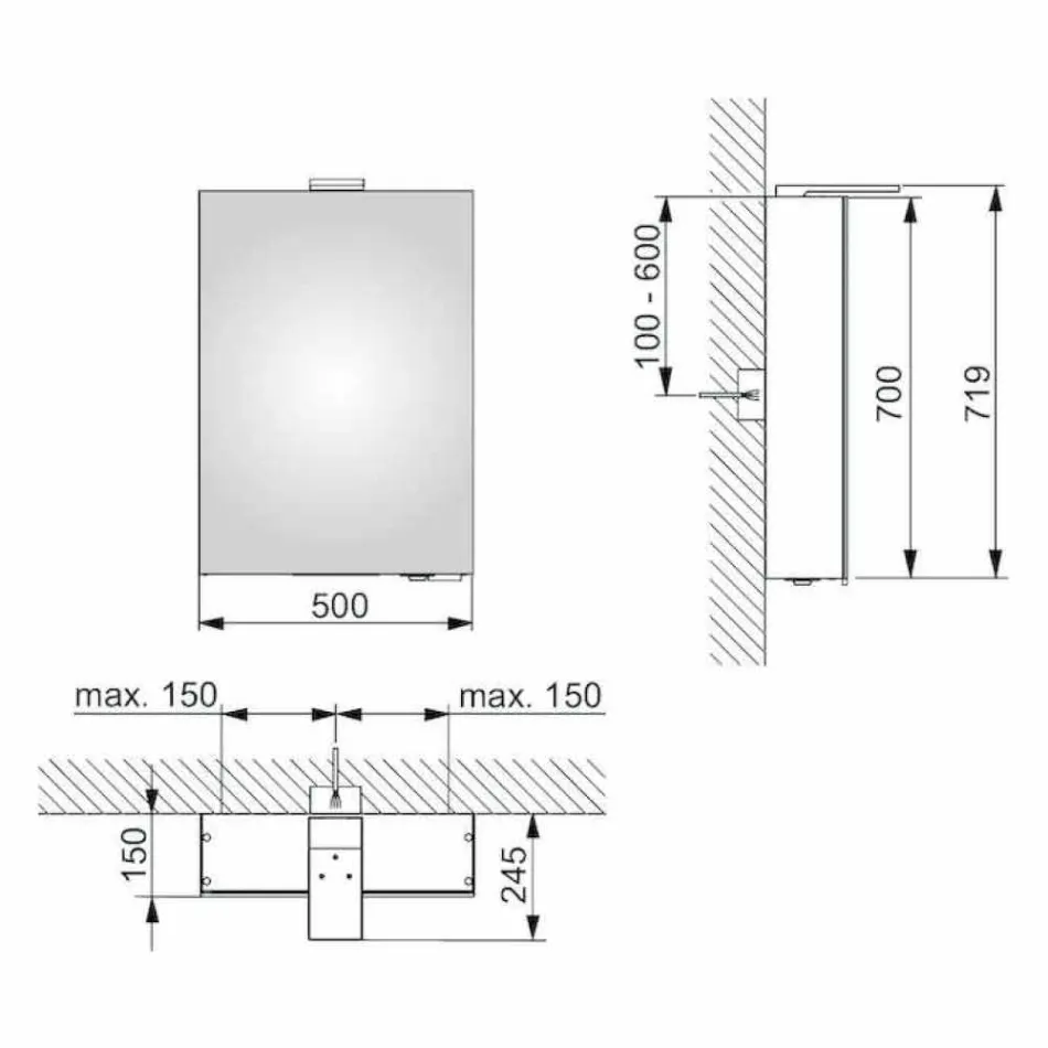 Specchio Contenitore a Parete con Anta Battente e Illuminazione LED - Cricco Viadurini