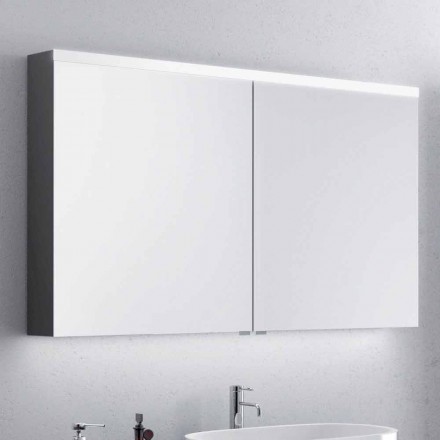 Specchio contenitore con LED da bagno a 2 ante, design moderno, Carol  Viadurini