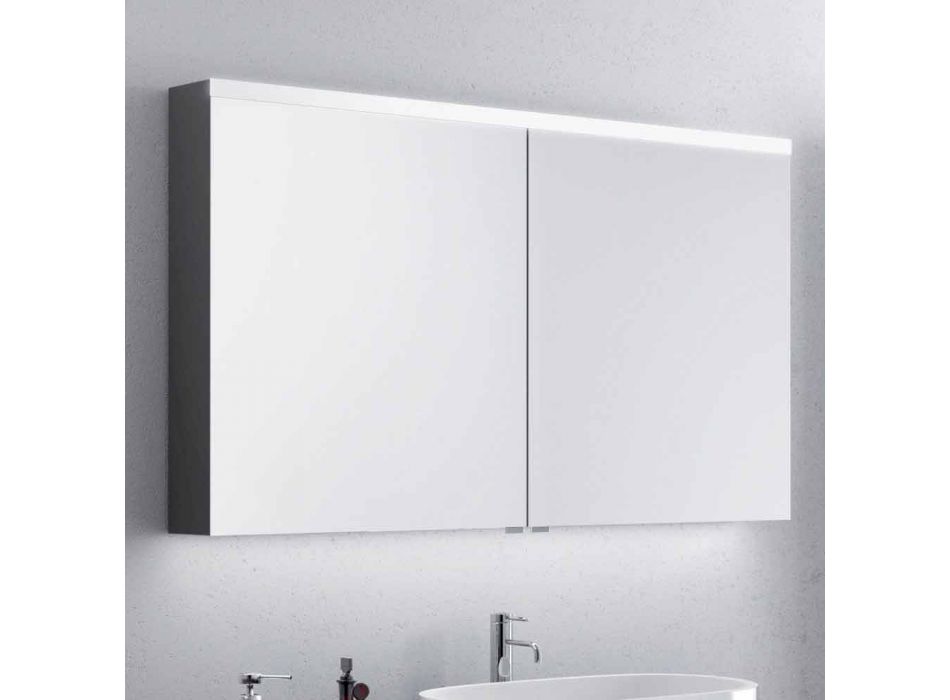 Specchio contenitore con LED da bagno a 2 ante, design moderno, Carol  Viadurini