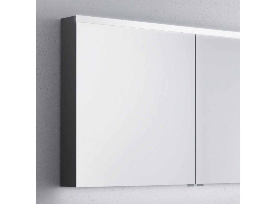 Specchio contenitore con LED da bagno a 2 ante, design moderno, Carol  Viadurini