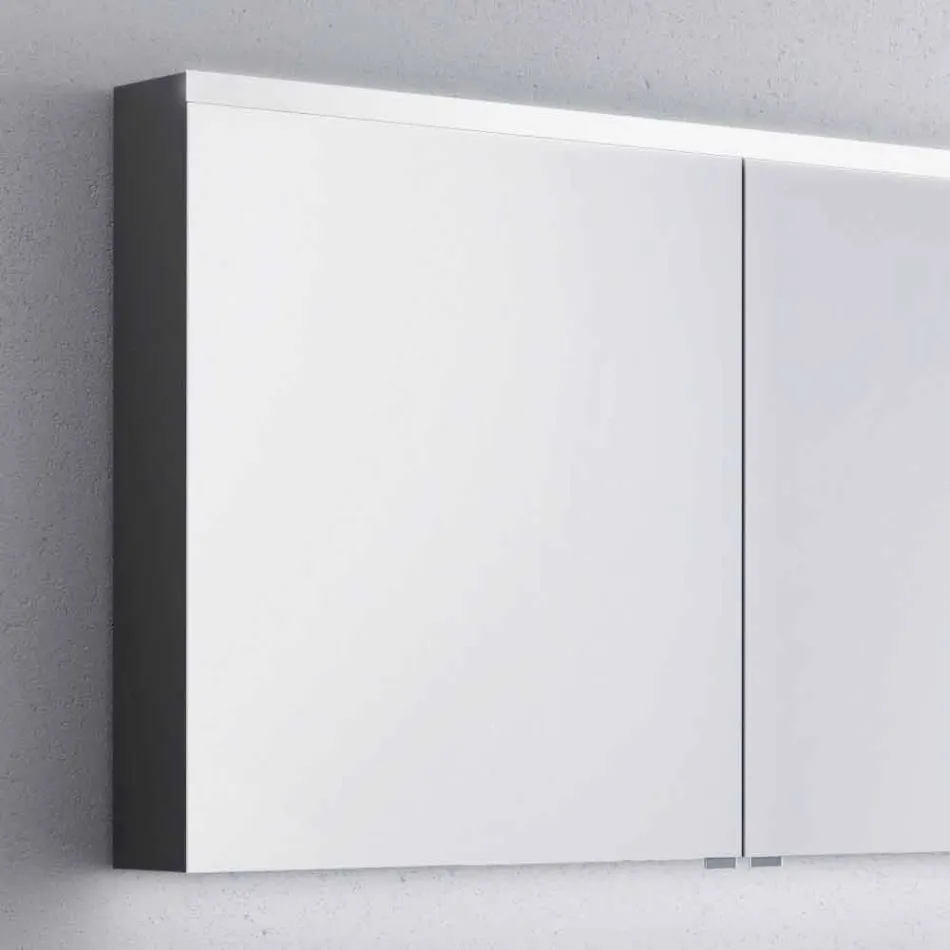 Specchio contenitore con LED da bagno a 2 ante, design moderno, Carol  Viadurini