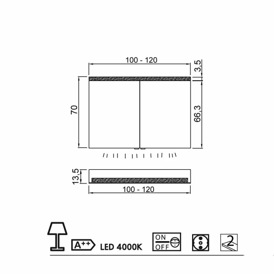 Specchio contenitore con LED da bagno a 2 ante, design moderno, Carol  Viadurini