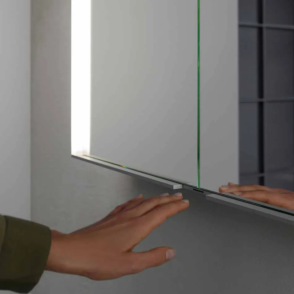 Specchio Contenitore da Incasso Moderno in Alluminio Verniciato Argento - Demon Viadurini