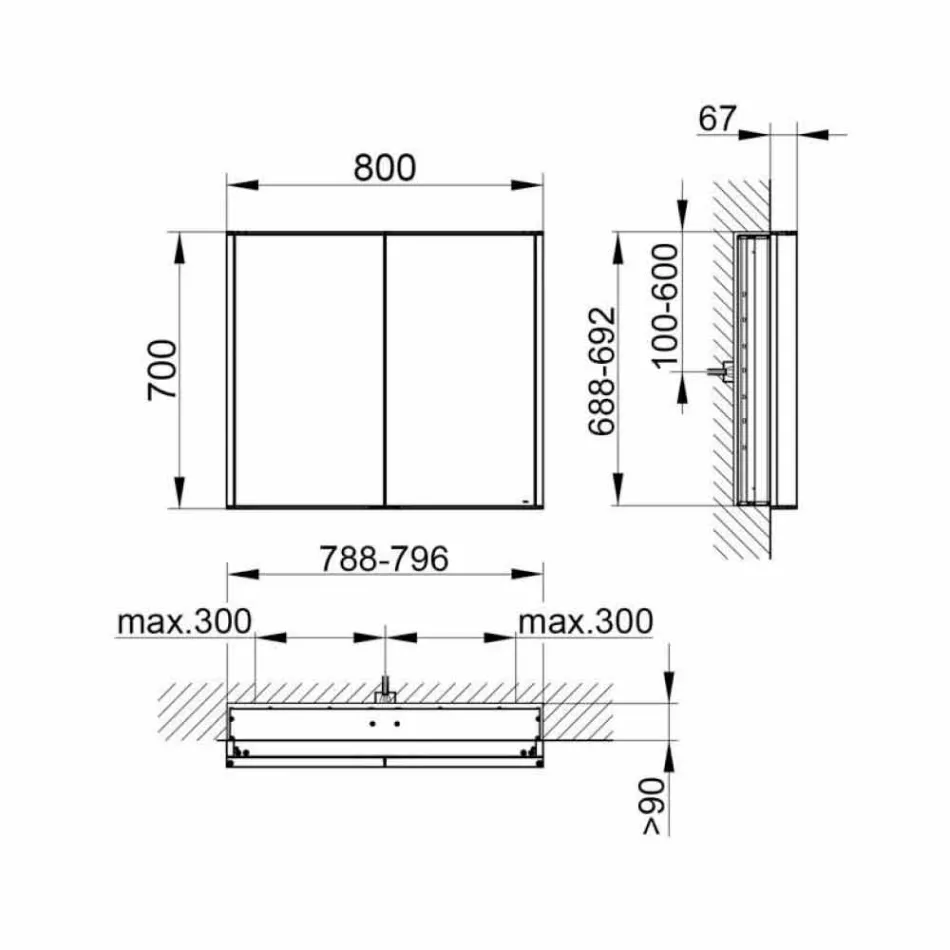 Specchio Contenitore da Incasso Moderno in Alluminio Verniciato Argento - Demon Viadurini