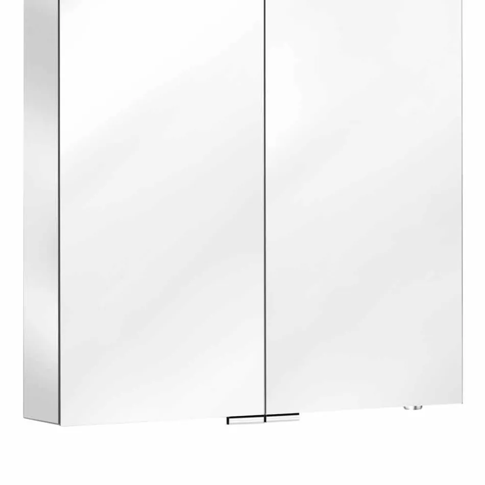 Specchio Contenitore da Parete a 2 Ante con Luce LED e Prese di Corrente - Bramo Viadurini