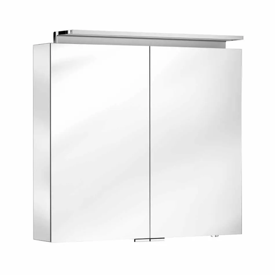 Specchio Contenitore da Parete a 2 Ante con Luce LED e Prese di Corrente - Bramo Viadurini