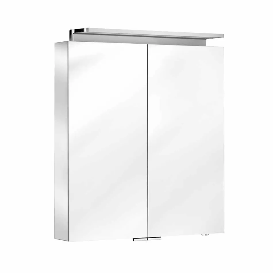 Specchio Contenitore da Parete a 2 Ante con Luce LED e Prese di Corrente - Bramo Viadurini