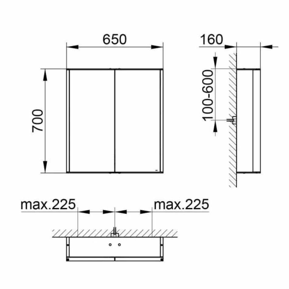 Specchio Contenitore da Parete in Alluminio con Illuminazione LED - Demon Viadurini