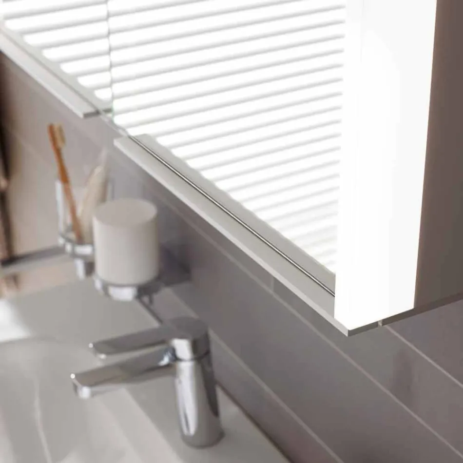 Specchio Contenitore da Parete in Alluminio con Illuminazione LED - Demon Viadurini