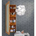 Specchio Contenitore da Parete in Teak con Ripiani e Cassetti Interni - Ralio Viadurini