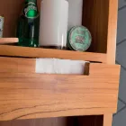 Specchio Contenitore da Parete in Teak con Ripiani e Cassetti Interni - Ralio Viadurini