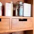 Specchio Contenitore da Parete in Teak con Ripiani e Cassetti Interni - Ralio Viadurini